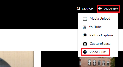 The Video Quiz button below the Add new button.
