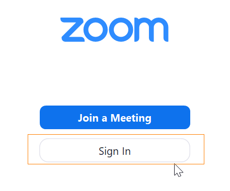 Zoom Sign in button.