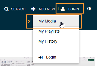 Kaltura, the My Media button below the Login button.