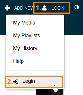 Kaltura, Login button, under which you can find the Login button.