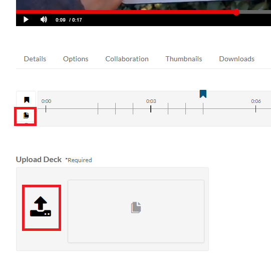 Upload Slides Deck -painike ja Upload Deck -näkymä.