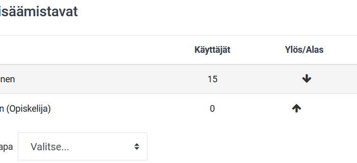 moodle osallistujien liittymistavat