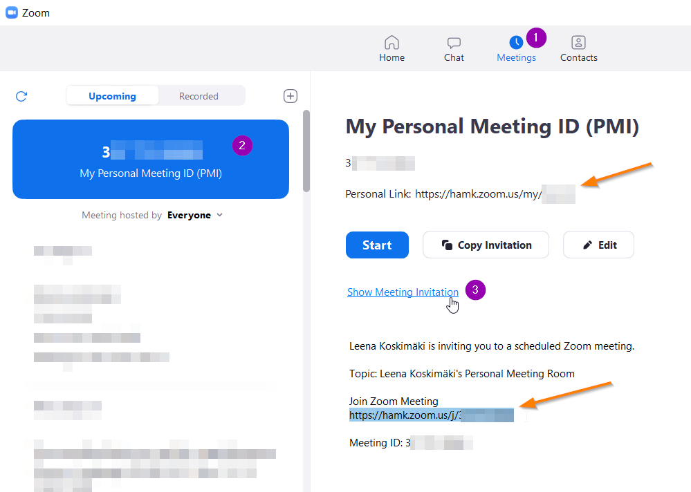 use personal meeting id zoom