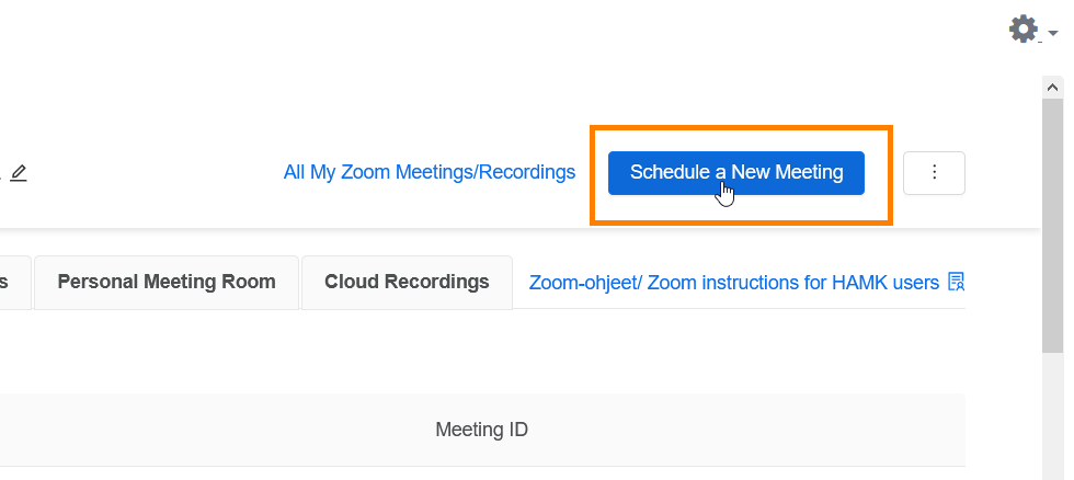 Schedule a New Meeting button.