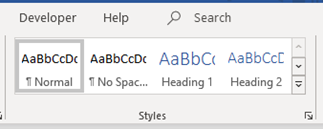 Heading styles in Microsoft Word.