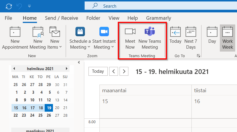 Meeting invitation through Outlook-calender.