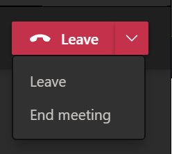 Leave button with two options: leave meeting or end meeting for all.