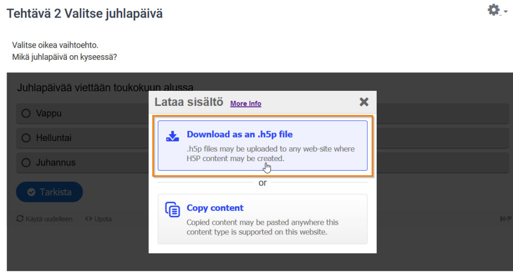 moodle h5p lataa tiedotoksi