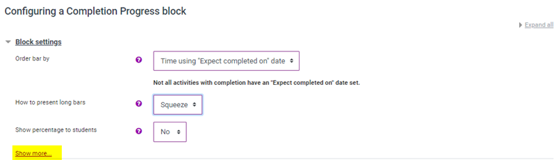 Configure block settings