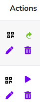 Actions: QR code, mark attendance, edit session, delete
